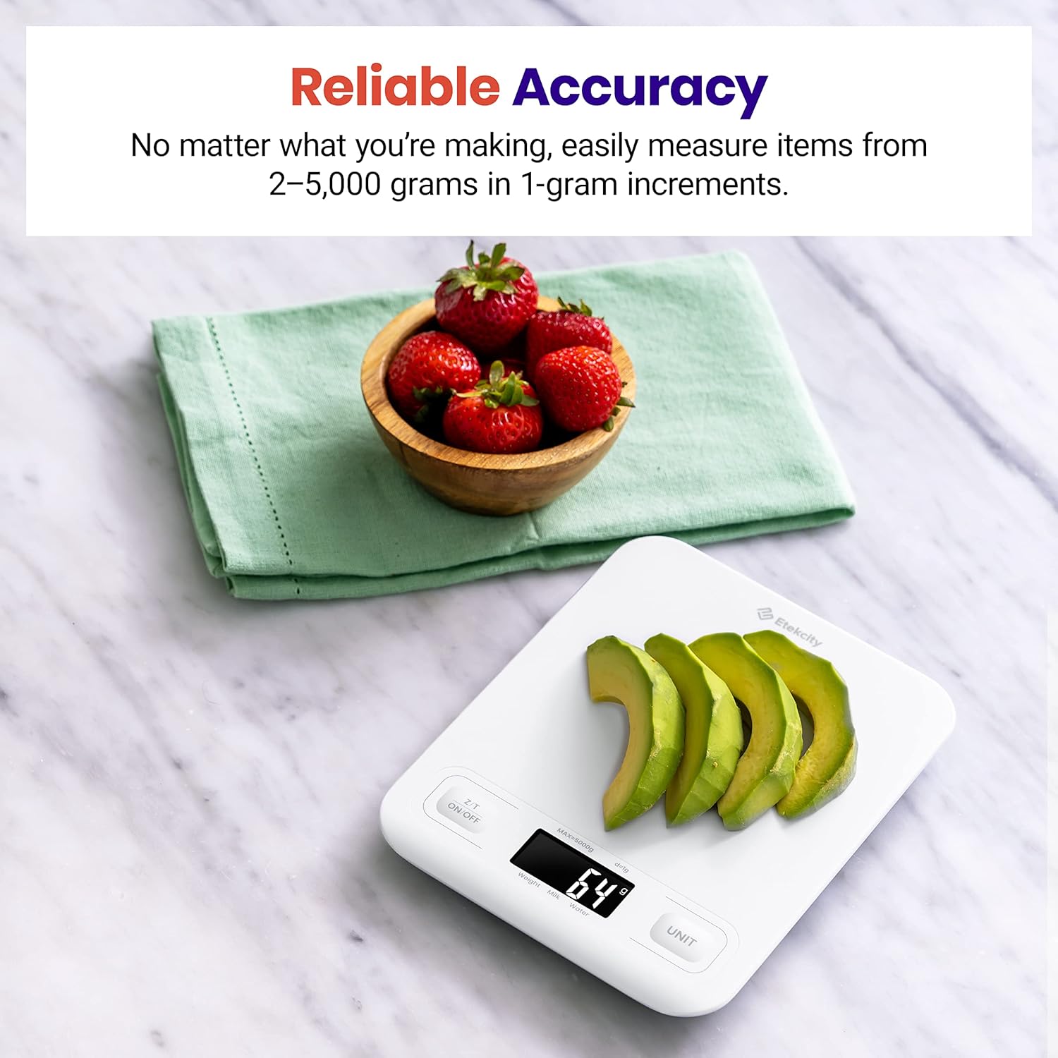 Etekcity Food Kitchen Scale, Digital Grams and Ounces for Weight Loss, Baking, Cooking, Keto and Meal Prep, LCD Display, Medium, 304 Stainless Steel 24hrsmart